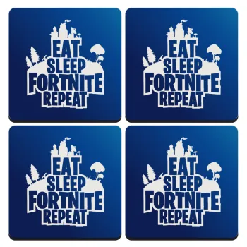 Eat Sleep Fortnite Repeat, ΣΕΤ 4 Σουβέρ ξύλινα τετράγωνα (9cm)