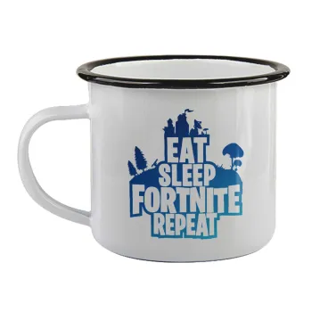 Eat Sleep Fortnite Repeat, Κούπα εμαγιέ με μαύρο χείλος 360ml