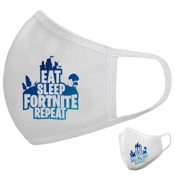Eat Sleep Fortnite Repeat, Μάσκα υφασμάτινη υψηλής άνεσης παιδική (Δώρο πλαστική θήκη)