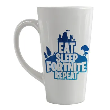 Eat Sleep Fortnite Repeat, Κούπα κωνική Latte Μεγάλη, κεραμική, 450ml