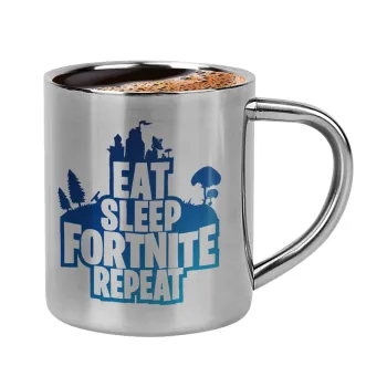 Eat Sleep Fortnite Repeat, Κουπάκι μεταλλικό διπλού τοιχώματος για espresso (220ml)