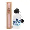 Easter Set, metallic aluminum bottle (500ml) & aromatic flat Easter candle (30cm) (PINK)