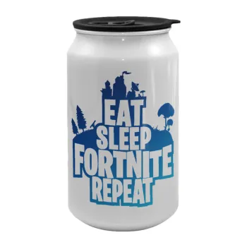Eat Sleep Fortnite Repeat, Κούπα ταξιδιού μεταλλική με καπάκι (tin-can) 500ml