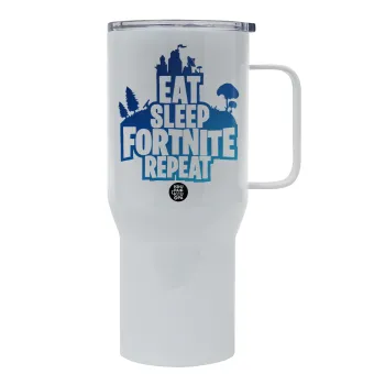 Eat Sleep Fortnite Repeat, Tumbler με καπάκι, διπλού τοιχώματος (θερμό) 750L