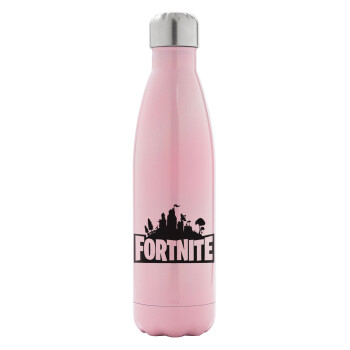 Fortnite, Metal mug thermos Pink Iridiscent (Stainless steel), double wall, 500ml