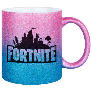 Fortnite, Κούπα Χρυσή/Μπλε Glitter, κεραμική, 330ml