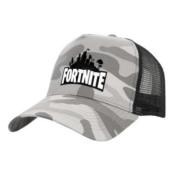 Fortnite, Adult Structured Trucker Hat, with Mesh, (Camouflage) Army Camo (100% COTTON, ADULT, UNISEX, ONE SIZE)