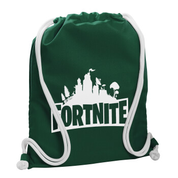 Fortnite, Τσάντα πλάτης πουγκί GYMBAG BOTTLE GREEN, με τσέπη (40x48cm) & χονδρά λευκά κορδόνια