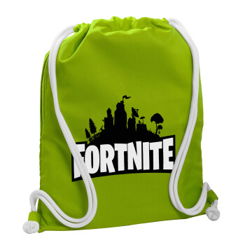Fortnite, Backpack bag GYMBAG LIME GREEN, with pocket (40x48cm) & thick cords