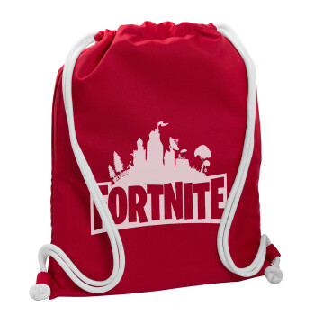Fortnite, Τσάντα πλάτης πουγκί GYMBAG Κόκκινη, με τσέπη (40x48cm) & χονδρά κορδόνια