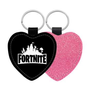 Fortnite, Μπρελόκ PU δερμάτινο glitter καρδιά ΡΟΖ