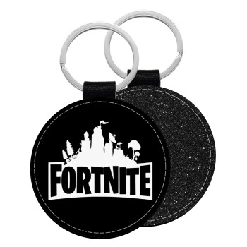 Fortnite, Μπρελόκ Δερματίνη, στρογγυλό ΜΑΥΡΟ (5cm)