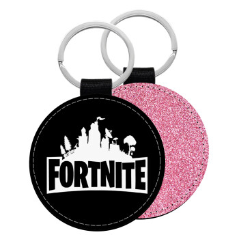 Fortnite, Μπρελόκ Δερματίνη, στρογγυλό ΡΟΖ (5cm)