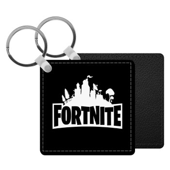 Fortnite, Μπρελόκ Δερματίνη, τετράγωνο ΜΑΥΡΟ (5x5cm)