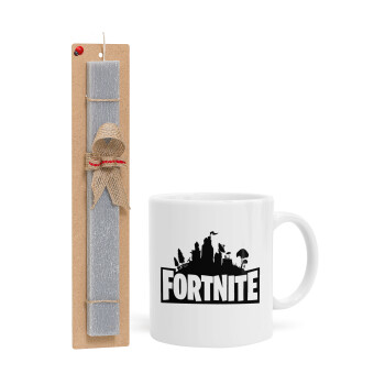 Fortnite, Easter Set, Ceramic Cup (330ml) & Easter aromatic flat candle (30cm) (GRAY)