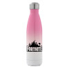 Metal mug thermos Pink/White (Stainless steel), double wall, 500ml