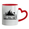 Mug heart red handle, ceramic, 330ml