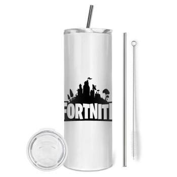 Fortnite, Tumbler stainless steel 600ml, with metal straw & cleaning brush