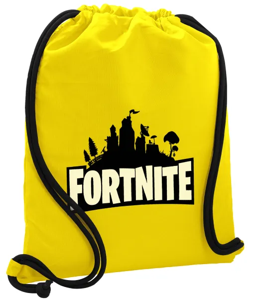 Fortnite — Backpack pouch GYMBAG Yellow, with pocket (40x48cm) & thick cords