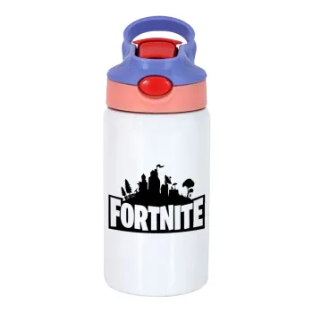 Fortnite, Παιδικό παγούρι θερμό, ανοξείδωτο, με καλαμάκι ασφαλείας, ροζ/μωβ (350ml)