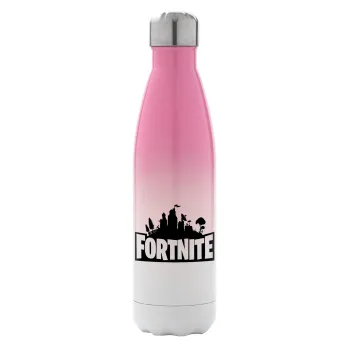 Fortnite, Μεταλλικό παγούρι θερμός Ροζ/Λευκό (Stainless steel), διπλού τοιχώματος, 500ml