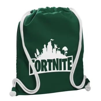 Fortnite, Backpack pouch GYMBAG BOTTLE GREEN, with pocket (40x48cm) & thick white cords