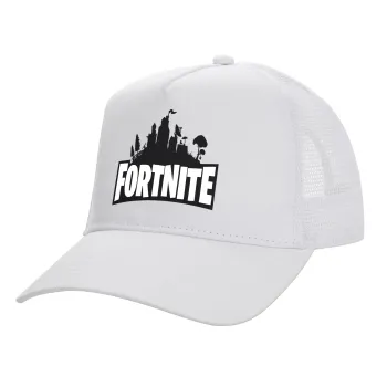 Fortnite, Structured Trucker Adult Hat, with Mesh, WHITE (100% COTTON, ADULT, UNISEX, ONE SIZE)