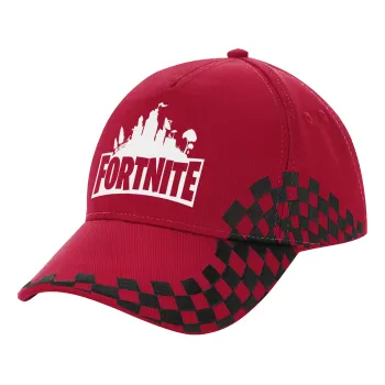 Fortnite, Καπέλο Ενηλίκων Ultimate ΚΟΚΚΙΝΟ/ΜΑΥΡΟ RACING με Σκρατς, (100% ΒΑΜΒΑΚΕΡΟ DRILL, ΕΝΗΛΙΚΩΝ, UNISEX, ONE SIZE)
