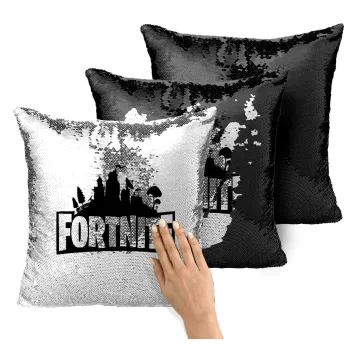 Fortnite, Μαξιλάρι καναπέ Μαγικό Μαύρο με πούλιες 40x40cm περιέχεται το γέμισμα