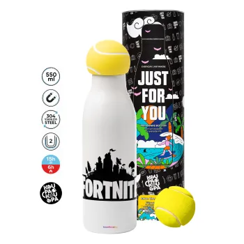 Fortnite, Μπάλα τένις μεταλλικό παγούρι θερμός, διπλού τοιχώματος, 550ml