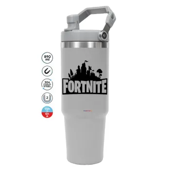 Fortnite, ΓΚΡΙ χρώματος Θερμός Ανοξείδωτο 890ml (30oz) με χερούλι