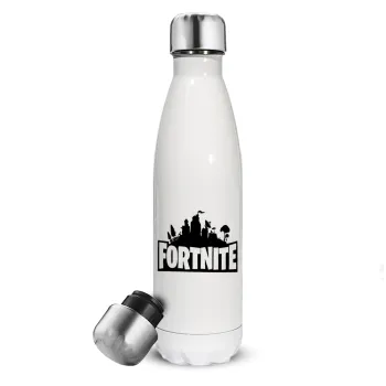 Fortnite, Μεταλλικό παγούρι θερμός Λευκό (Stainless steel), διπλού τοιχώματος, 500ml