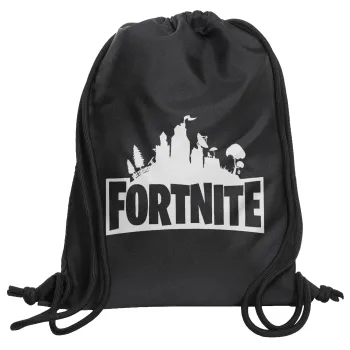 Fortnite, Backpack pouch GYMBAG Black, with pocket (40x48cm) & thick cords