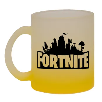 Fortnite, Κούπα γυάλινη δίχρωμη με βάση το κίτρινο ματ, 330ml