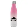 Μεταλλικό παγούρι θερμός Ροζ/Λευκό (Stainless steel), διπλού τοιχώματος, 500ml