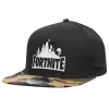 Adult Flat Snapback Hat Black/Camouflage, (100% COTTON TWILL, ADULT, UNISEX, ONE SIZE)