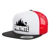 Adult Foam Flat Snapback with Mesh Black-White-Red (POLYESTER, ADULT, UNISEX, ONE SIZE)