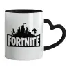 Mug heart black handle, ceramic, 330ml