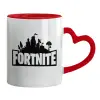 Mug heart red handle, ceramic, 330ml