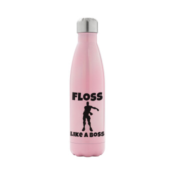 Fortnite Floss Like a Boss, Μεταλλικό παγούρι θερμός Ροζ Ιριδίζον (Stainless steel), διπλού τοιχώματος, 500ml