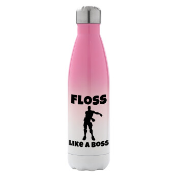 Fortnite Floss Like a Boss, Metal mug thermos Pink/White (Stainless steel), double wall, 500ml