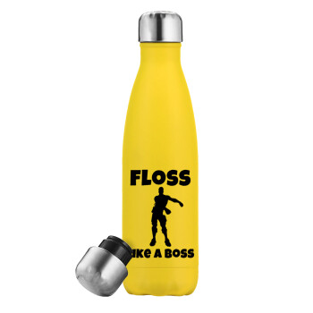 Fortnite Floss Like a Boss, Yellow Stainless Steel Metallic Thermos, double-walled, 500ml
