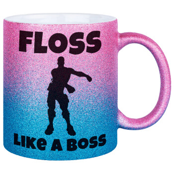 Fortnite Floss Like a Boss, Κούπα Χρυσή/Μπλε Glitter, κεραμική, 330ml