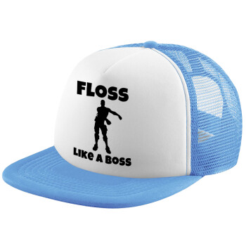 Fortnite Floss Like a Boss, Καπέλο Soft Trucker με Δίχτυ Γαλάζιο/Λευκό