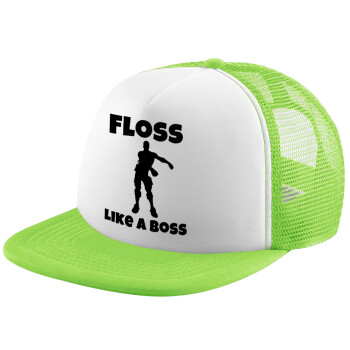 Fortnite Floss Like a Boss, Καπέλο Soft Trucker με Δίχτυ Πράσινο/Λευκό