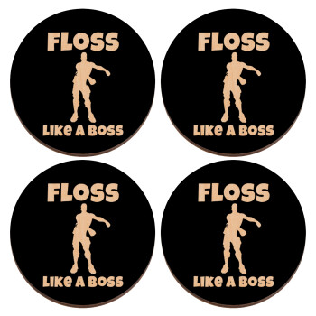Fortnite Floss Like a Boss, ΣΕΤ x4 Σουβέρ ξύλινα στρογγυλά plywood (9cm)