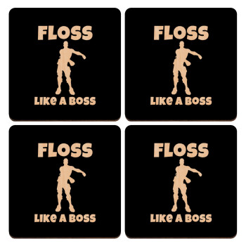 Fortnite Floss Like a Boss, ΣΕΤ x4 Σουβέρ ξύλινα τετράγωνα plywood (9cm)