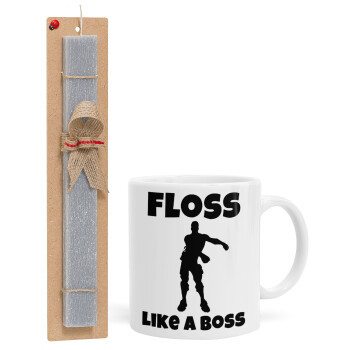 Fortnite Floss Like a Boss, Easter Set, Ceramic Cup (330ml) & Easter aromatic flat candle (30cm) (GRAY)