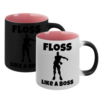 Fortnite Floss Like a Boss, Κούπα Μαγική εσωτερικό ΡΟΖ, κεραμική 330ml που αλλάζει χρώμα με το ζεστό ρόφημα