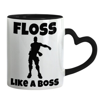 Fortnite Floss Like a Boss, Mug heart black handle, ceramic, 330ml